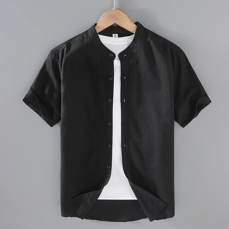 Elegantes camisas de lino de manga corta - Imagen 4