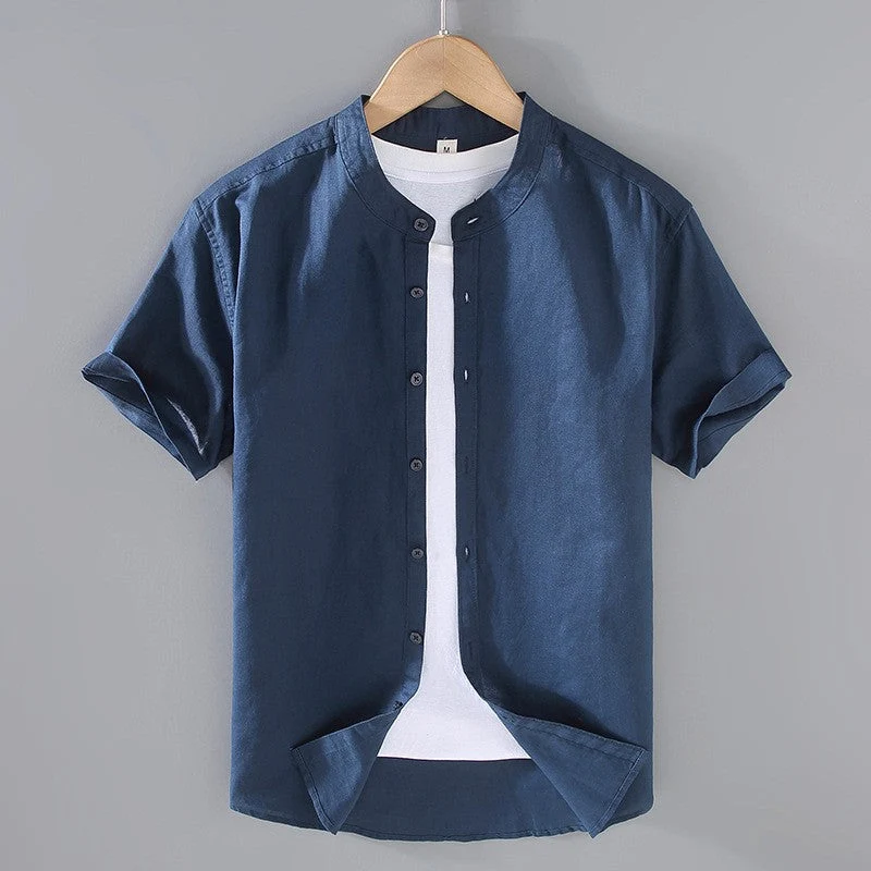 Elegantes camisas de lino de manga corta - Imagen 3