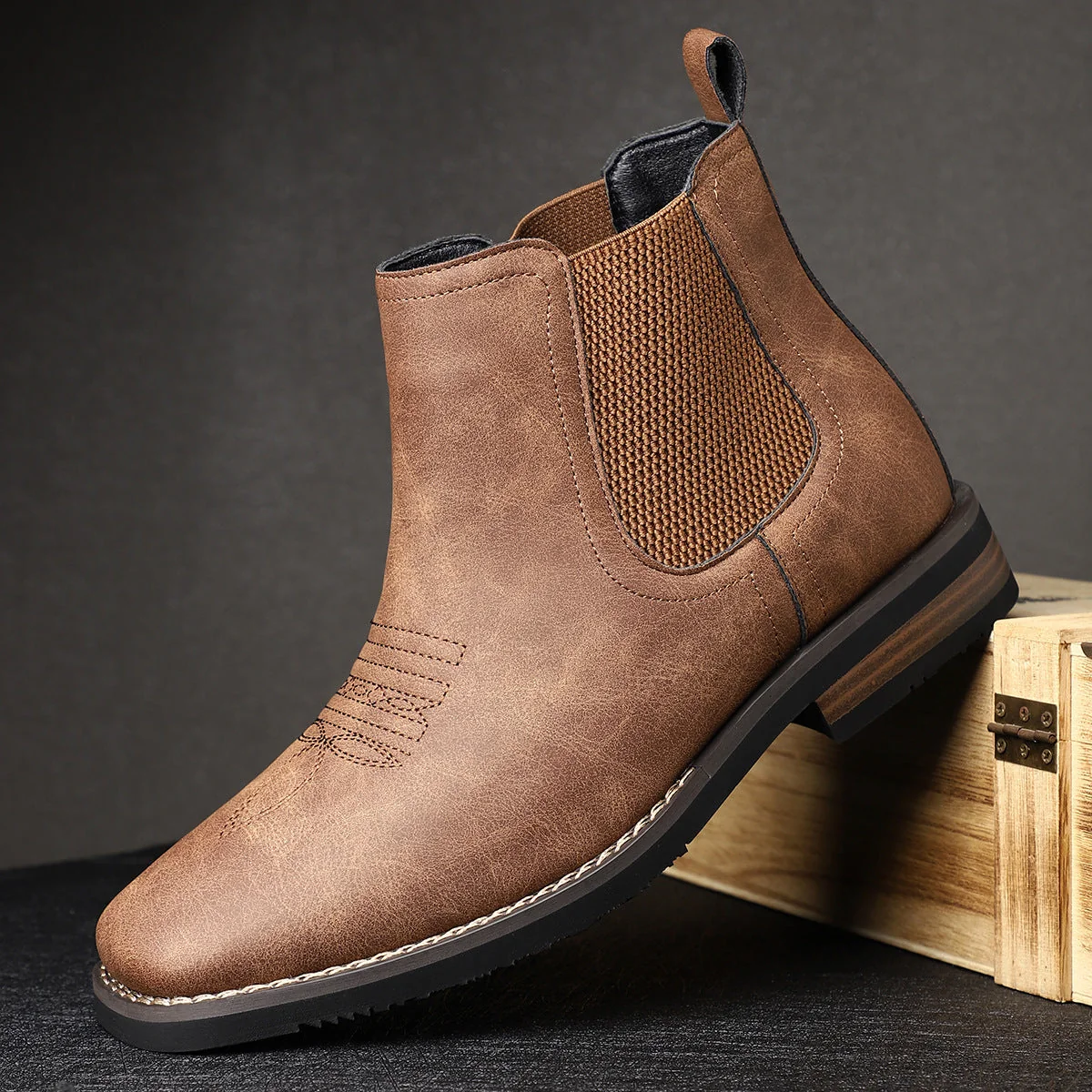 Botas elegantes de piel para hombre - Imagen 8