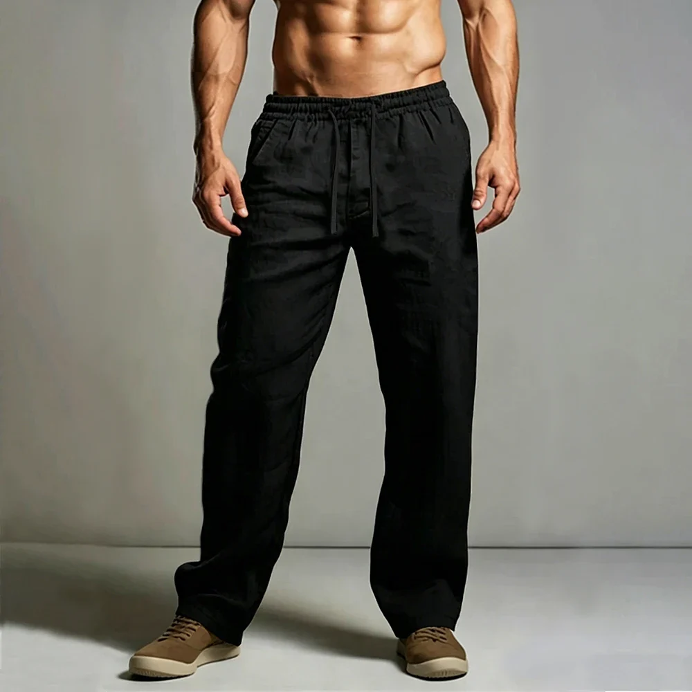 Pantalones elegantes de algodón y lino - Imagen 4