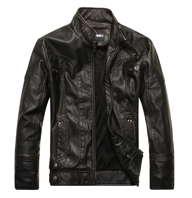 Elegante chaqueta de cuero de estilo americano - Imagen 4