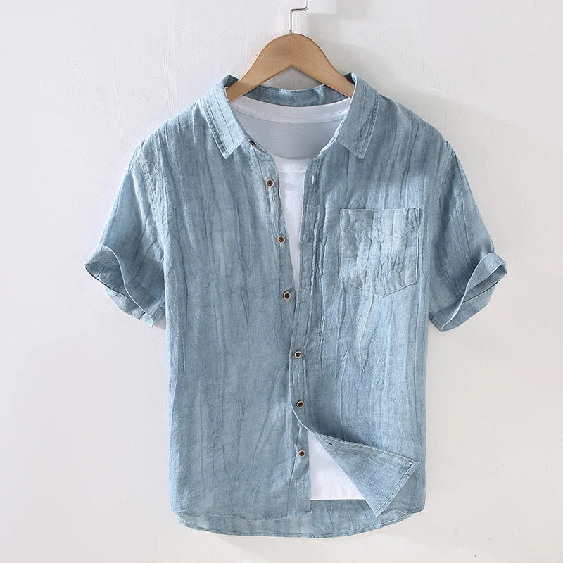 Elegante camisa de lino de manga corta - Imagen 6