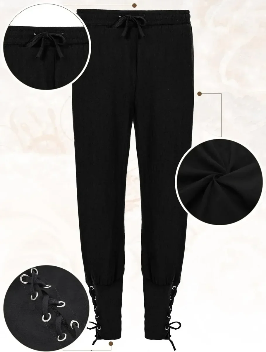 Costume Médiéval Homme Complet Veste Lacée Chemise Pantalon Ceinture Bracelet Manchette - Imagen 4