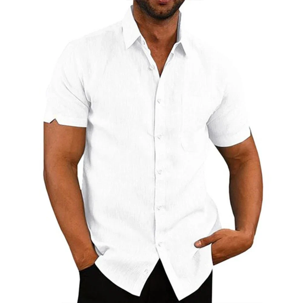 Camisa de manga corta de algodón y lino - Imagen 6