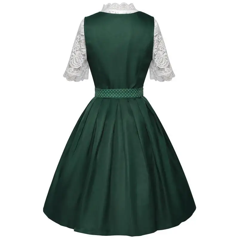 Robe Dirndl Traditionnelle Femme avec Chemisier et Tablier - Imagen 4
