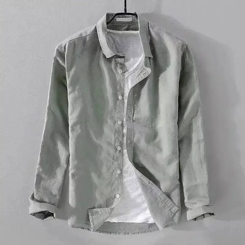 Camisa informal de algodón y lino - Imagen 7