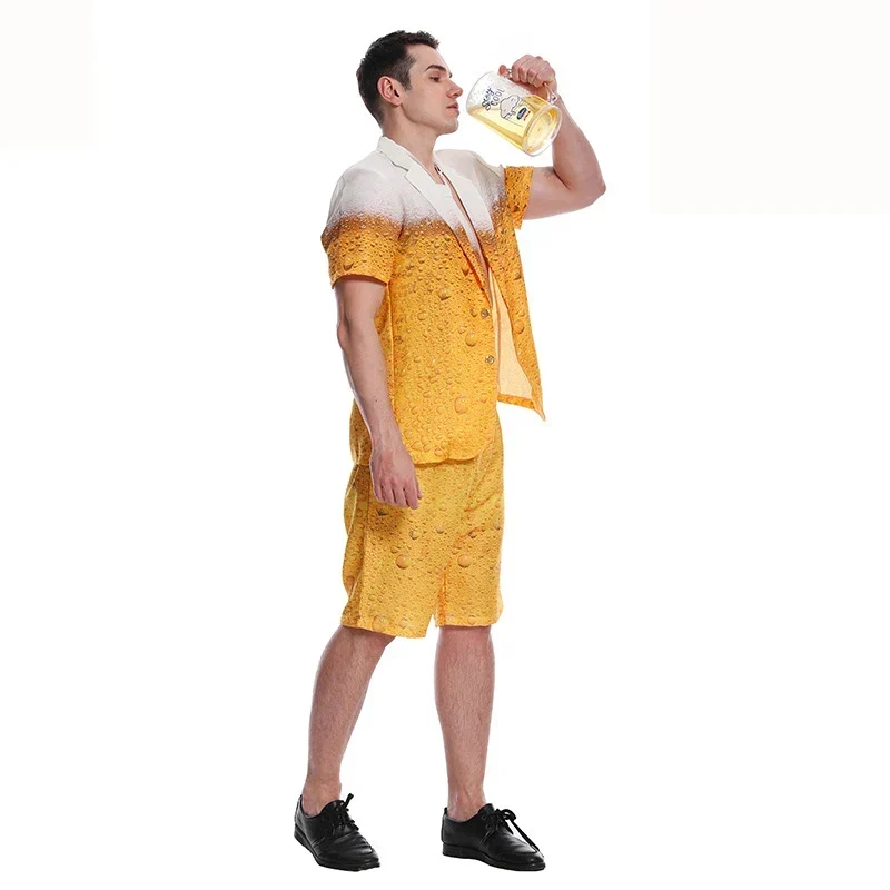 Déguisement Homme Bière : Veste Jaune et Blanche avec Motifs Mousse - Imagen 4