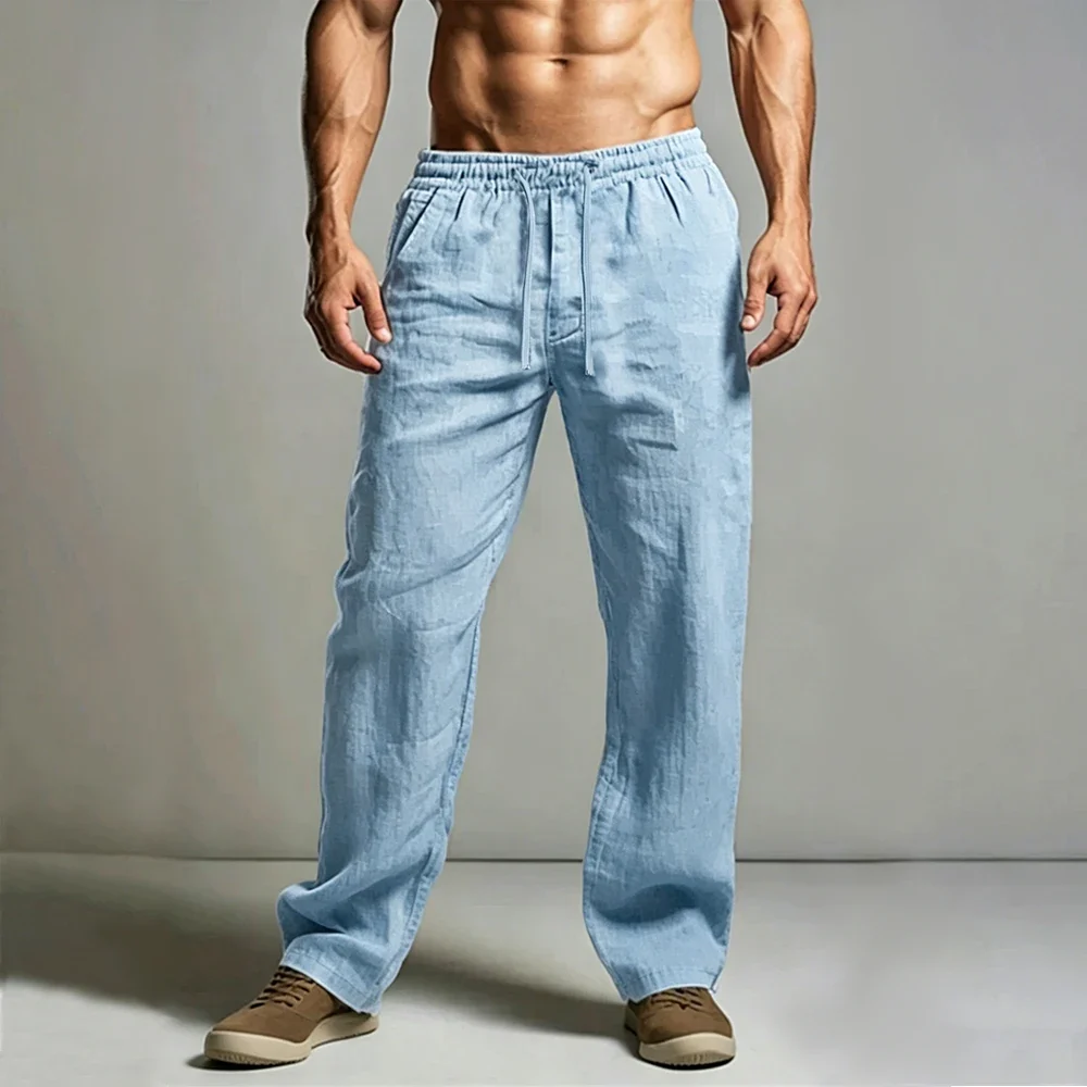 Pantalones elegantes de algodón y lino - Imagen 6