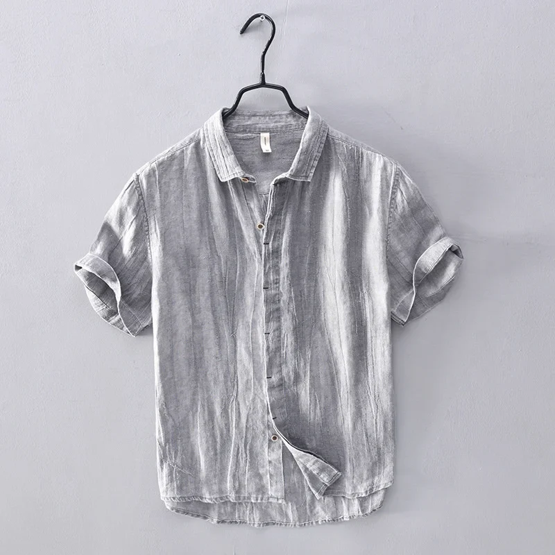 Elegante camisa de lino de estilo japonés - Imagen 3