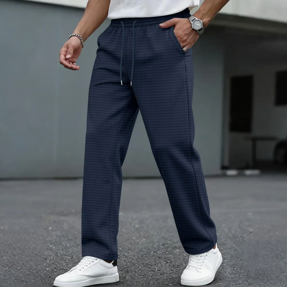 Pantalones elegantes de punto tipo gofre - Imagen 4
