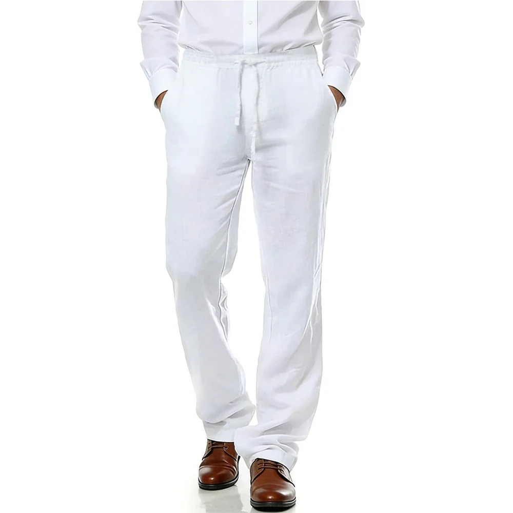 Pantalones elegantes de algodón y lino - Imagen 8