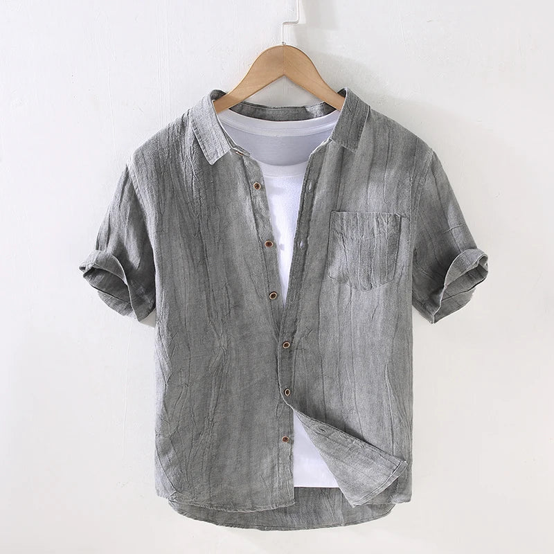 Elegante camisa de lino de manga corta - Imagen 4