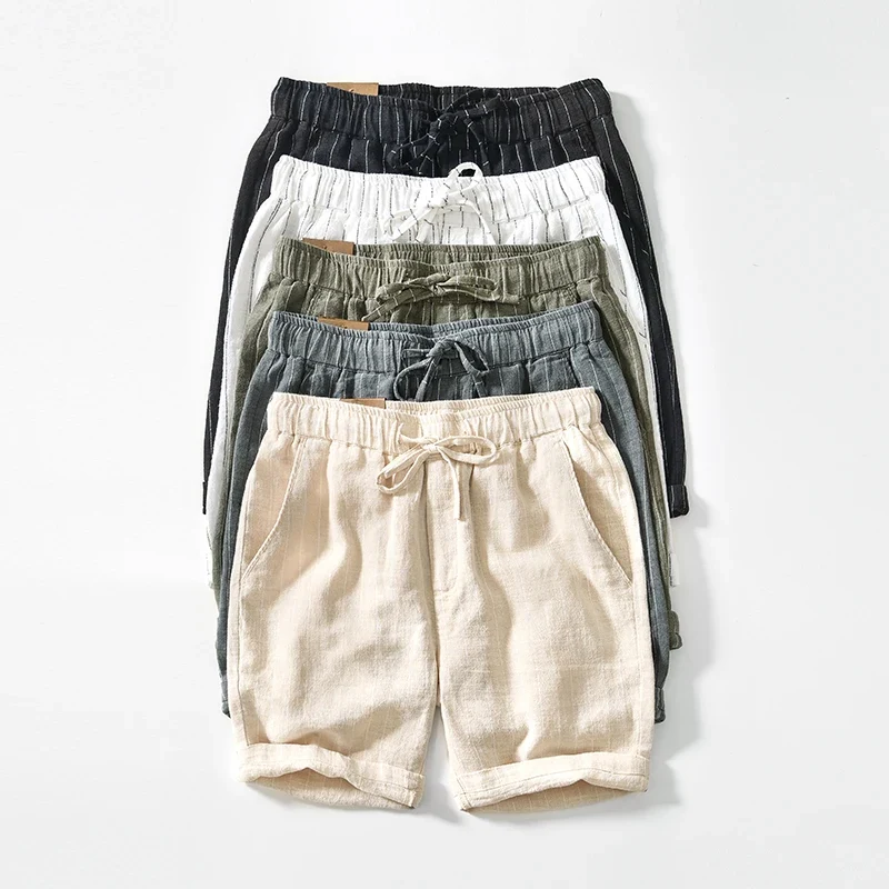 Pantalones cortos elegantes de algodón y lino - Imagen 9