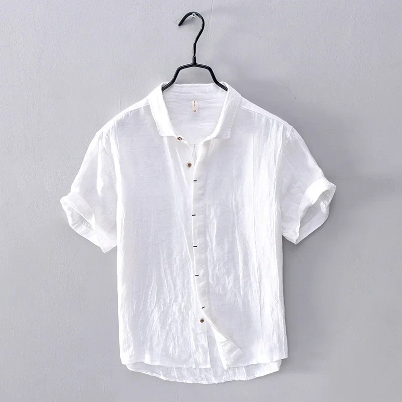 Elegante camisa de lino de estilo japonés - Imagen 6