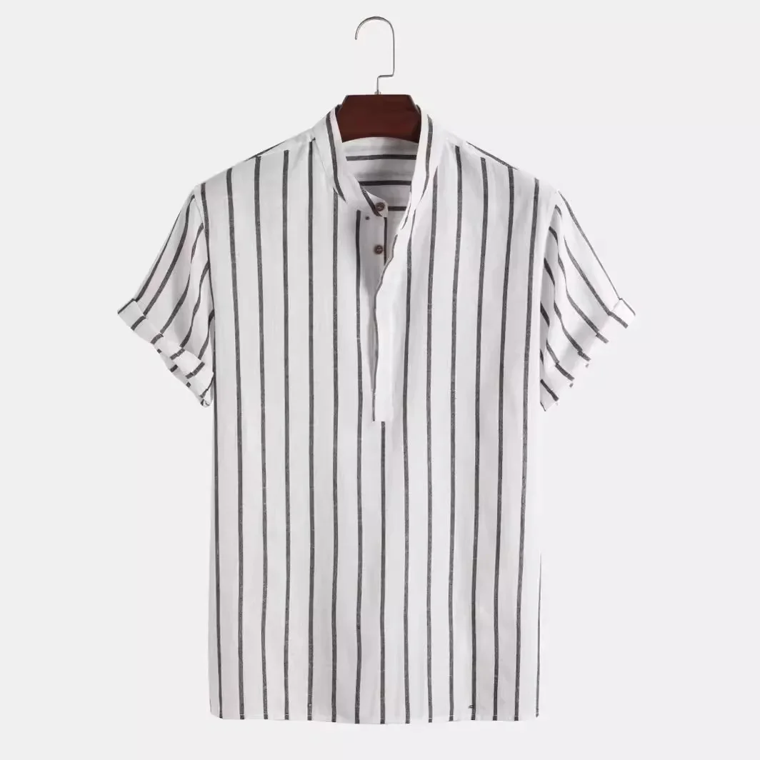 Elegante camisa a rayas de manga corta - Imagen 3