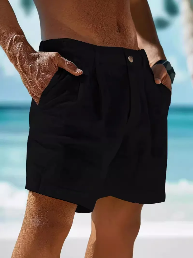 Pantalones cortos elegantes de algodón y lino - Imagen 4