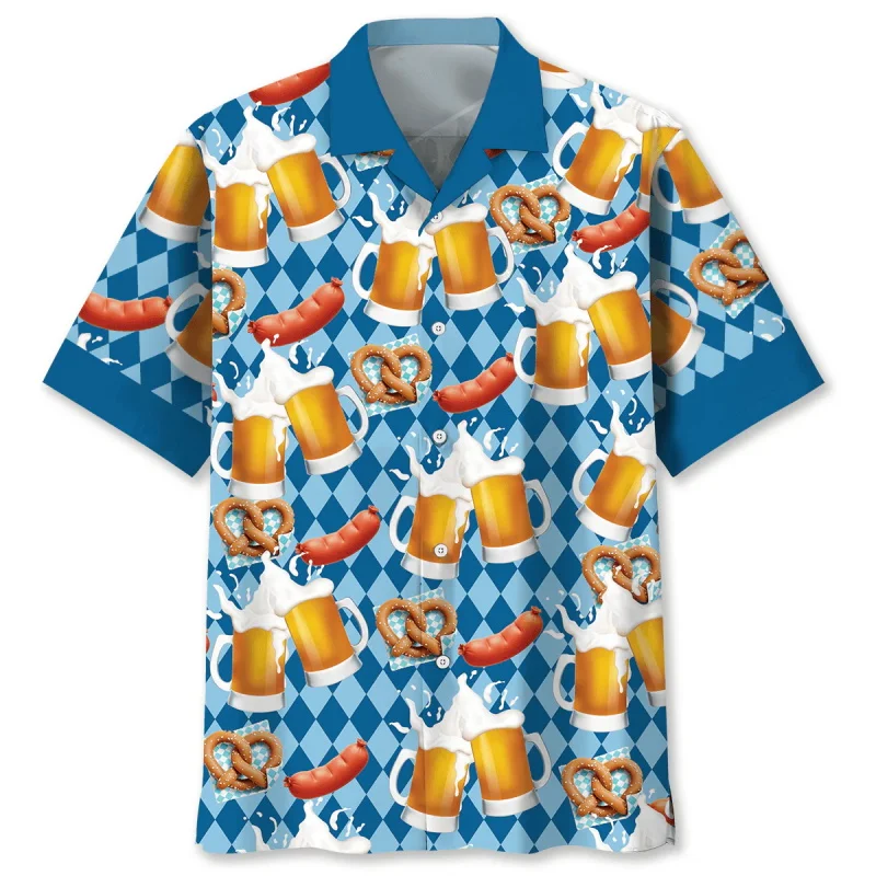 Chemise hawaïenne pour homme à motifs sur le thème de l'Oktoberfest et de la bière - Imagen 4