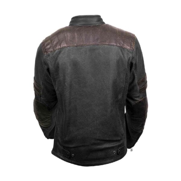Chaqueta de cuero genuino negro envejecido para hombre de Scorpion - Imagen 3