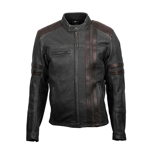 Chaqueta de cuero genuino negro envejecido para hombre de Scorpion - Imagen 2