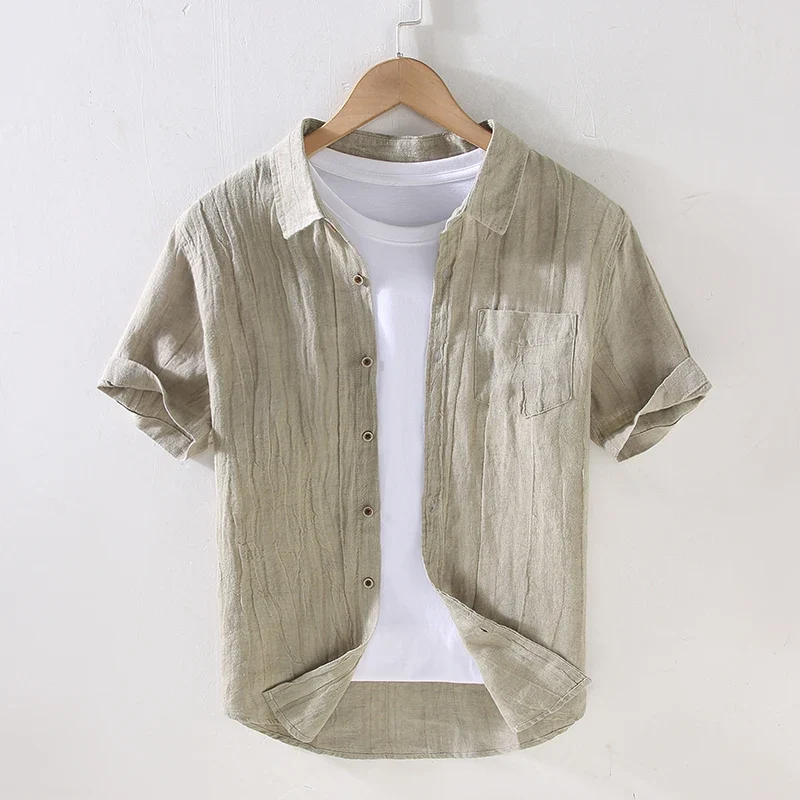 Elegante camisa de lino de manga corta - Imagen 3