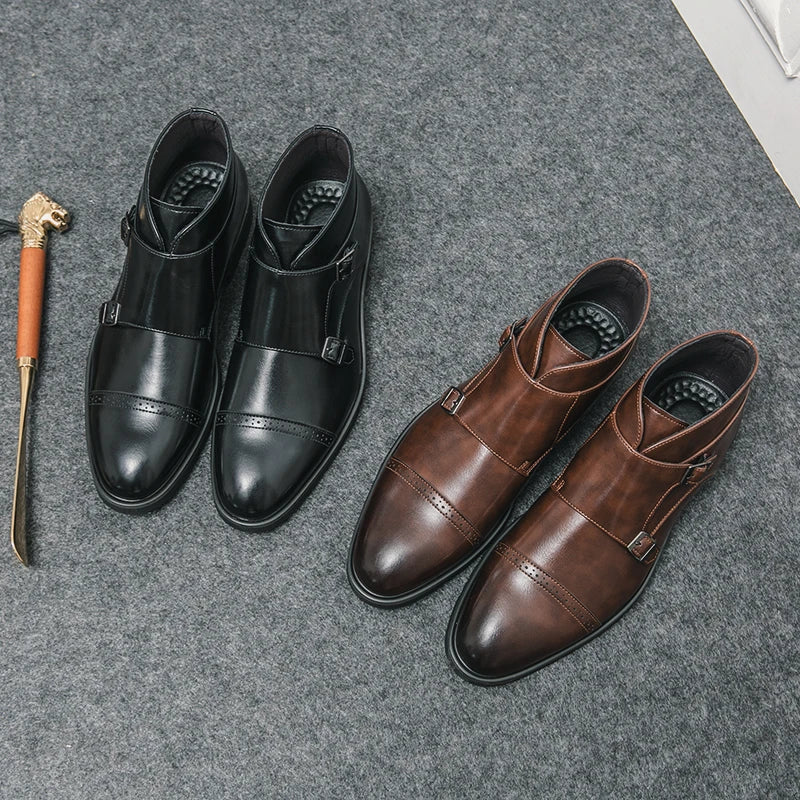 Botas de piel con cierre de hebilla - Imagen 8