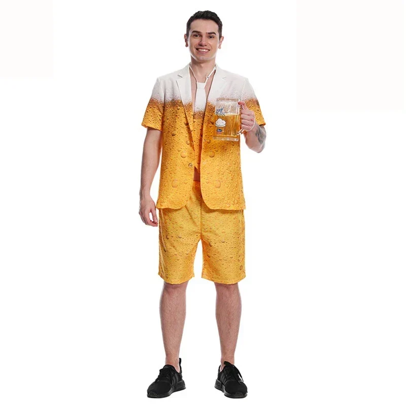 Déguisement Homme Bière : Veste Jaune et Blanche avec Motifs Mousse - Imagen 9