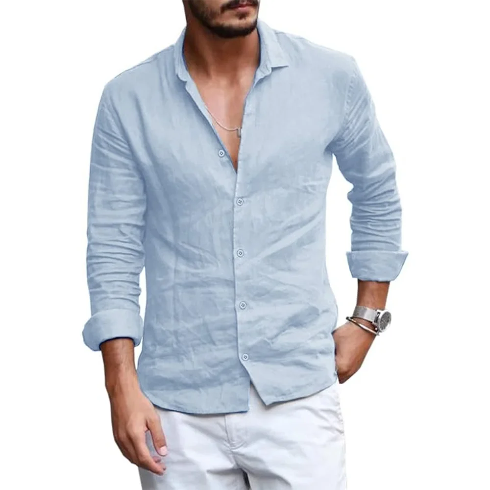Elegante camisa de verano de algodón y lino - Imagen 3