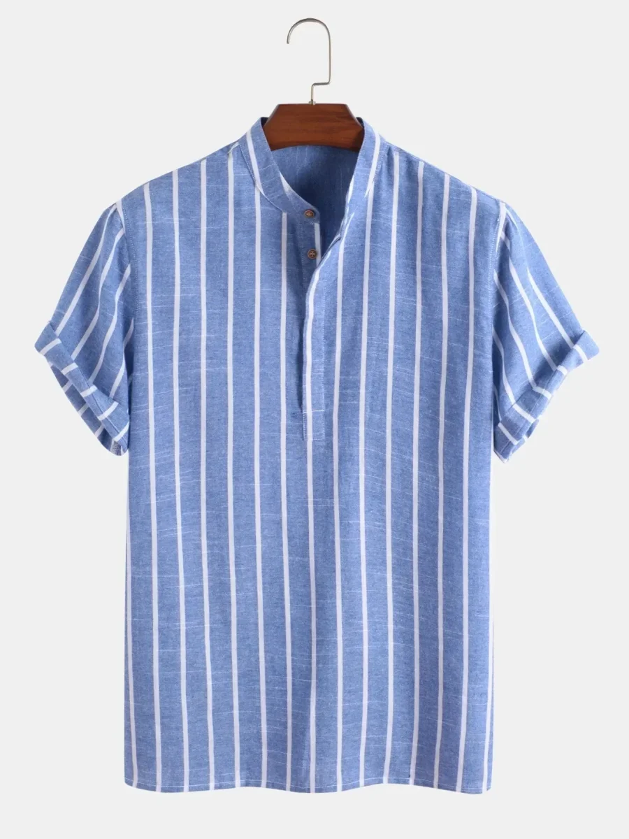 Elegante camisa a rayas de manga corta - Imagen 7