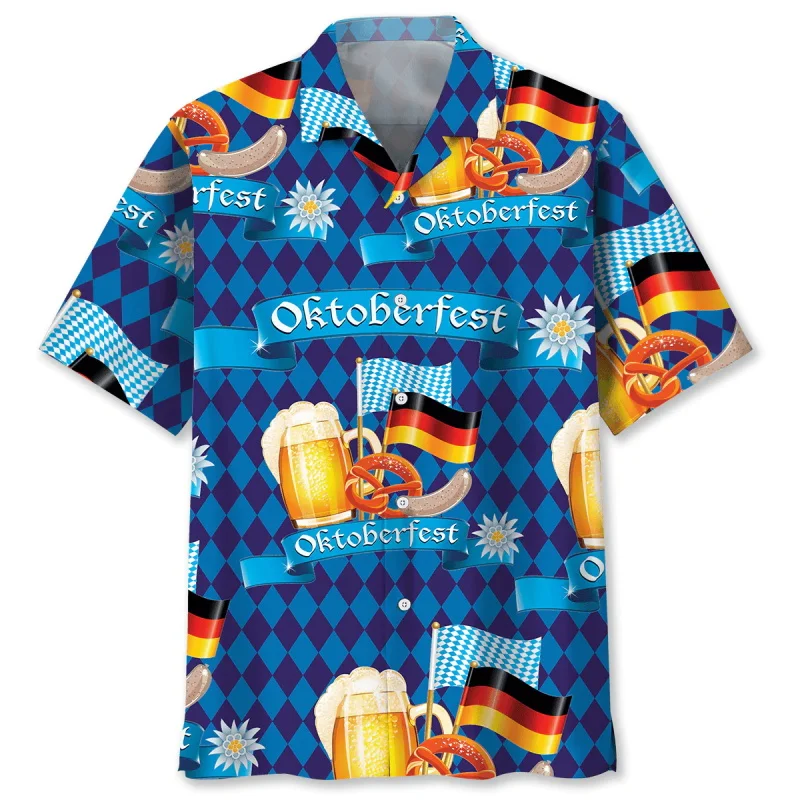 Chemise hawaïenne pour homme à motifs sur le thème de l'Oktoberfest et de la bière - Imagen 5
