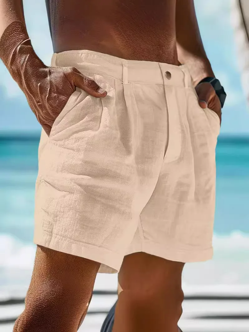 Pantalones cortos elegantes de algodón y lino - Imagen 7