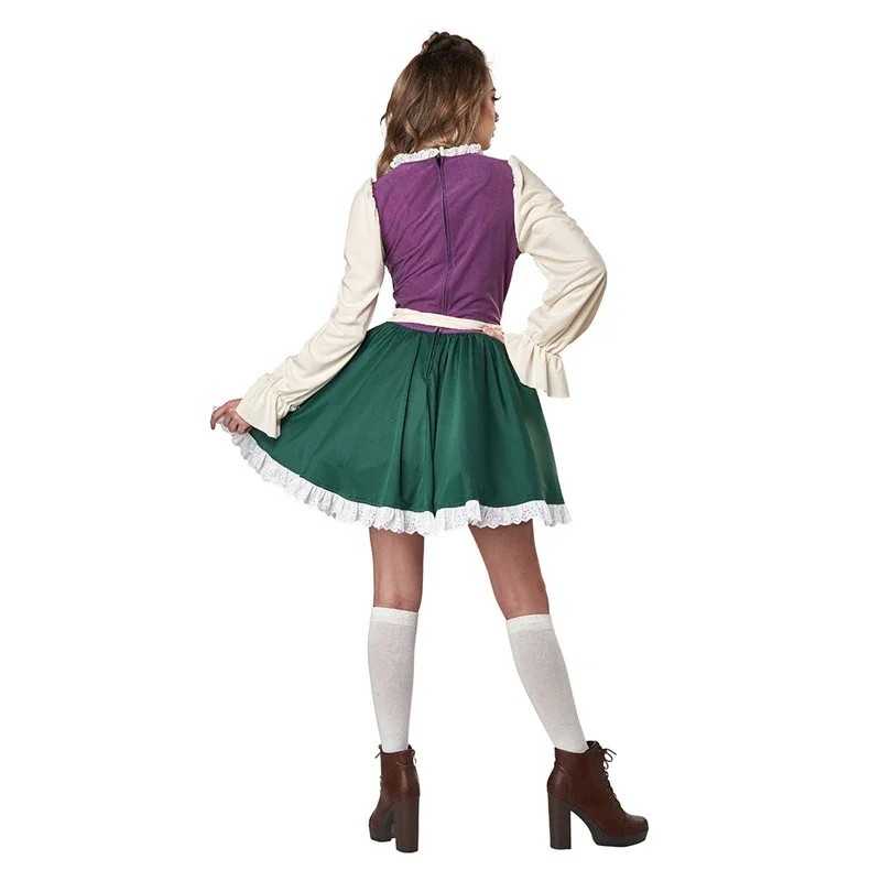 Robe Dirndl Traditionnelle Femme Vert et Violette avec Blouse et Jupe Évasée - Imagen 5
