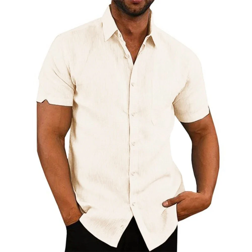 Camisa de manga corta de algodón y lino - Imagen 4