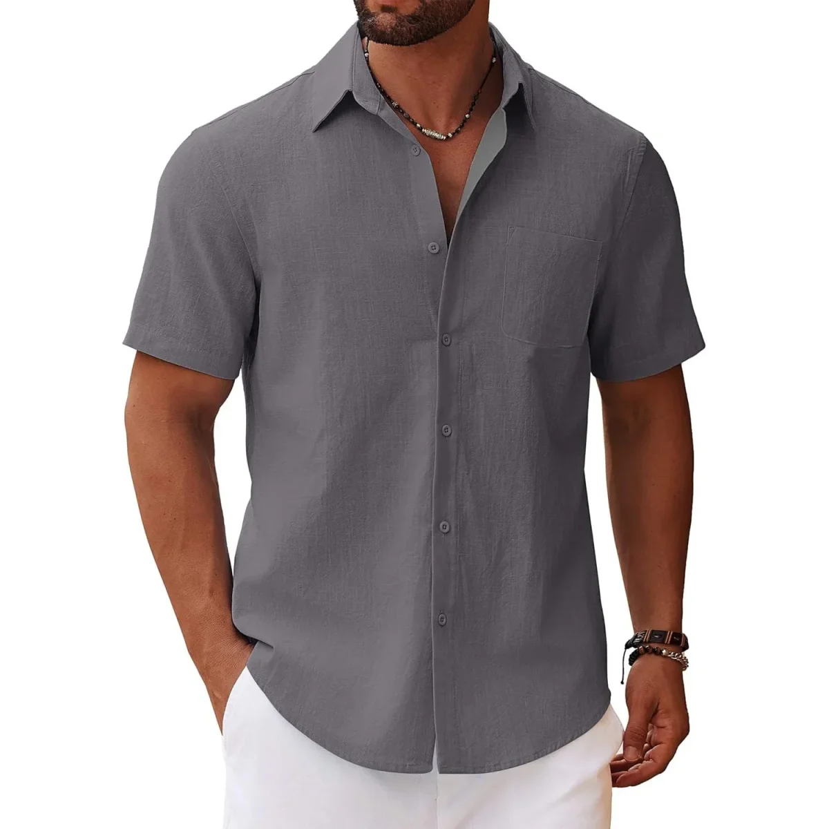 Camisa informal de manga corta para hombre - Imagen 5
