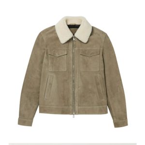 Chaqueta vaquera de ante con ribete de borrego