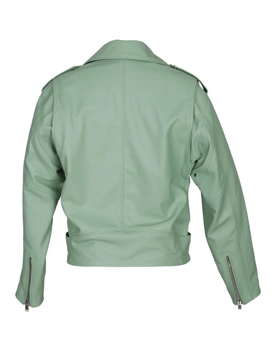 Chaqueta motera Stella para mujer, confeccionada en piel de oveja con cinturón. - Imagen 3