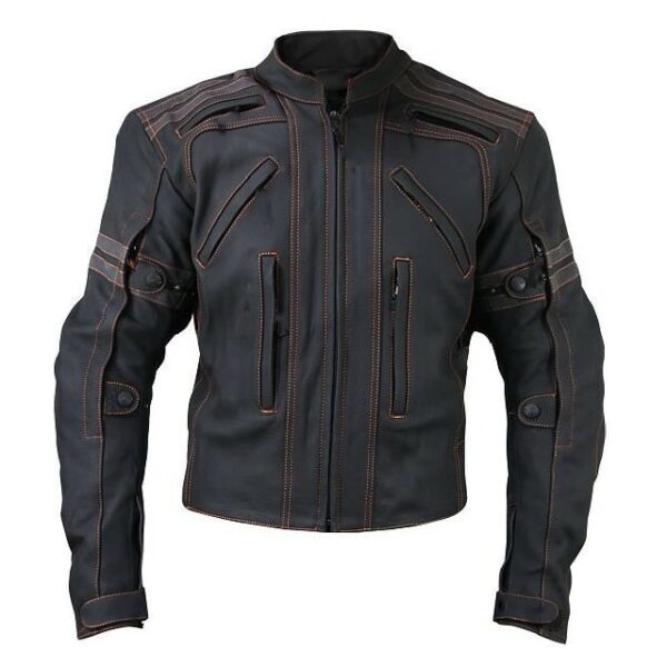 Chaqueta de motociclista estilo streetwear, chaqueta de cuero genuino de vaca - Imagen 3