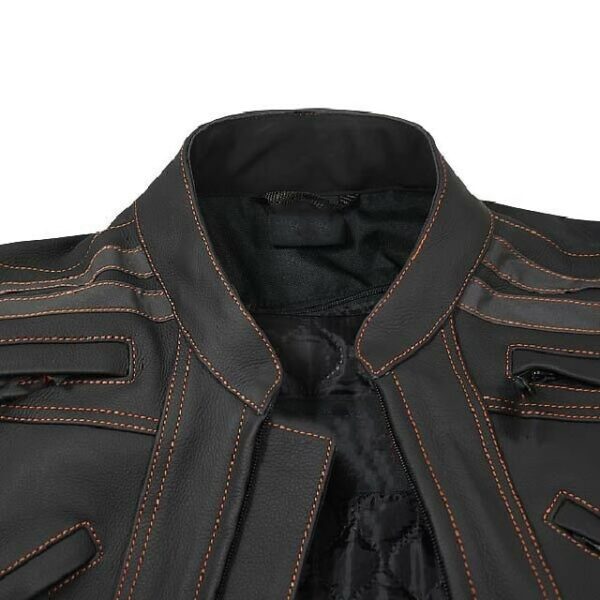 Chaqueta de motociclista estilo streetwear, chaqueta de cuero genuino de vaca - Imagen 5