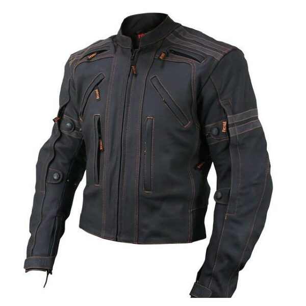Chaqueta de motociclista estilo streetwear, chaqueta de cuero genuino de vaca - Imagen 6