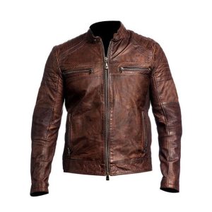 Chaqueta elegante de cuero genuino para hombre, estilo cafe racer, Mash