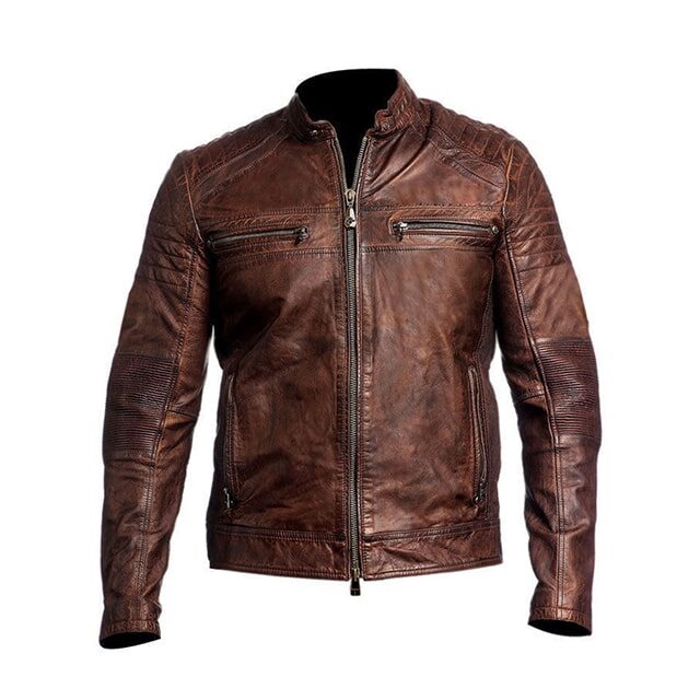 Chaqueta elegante de cuero genuino para hombre, estilo cafe racer, Mash - Imagen 2