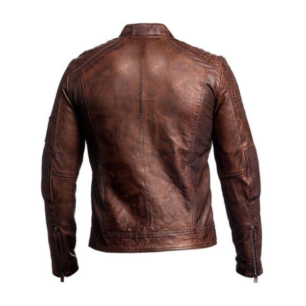 Chaqueta elegante de cuero genuino para hombre, estilo cafe racer, Mash - Imagen 6