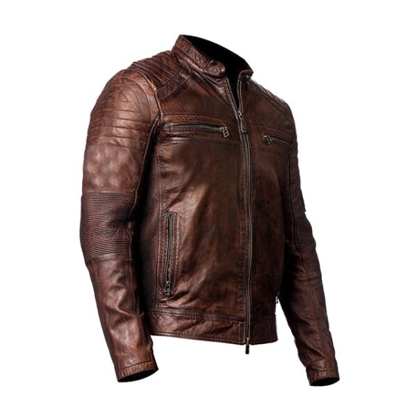 Chaqueta elegante de cuero genuino para hombre, estilo cafe racer, Mash - Imagen 3