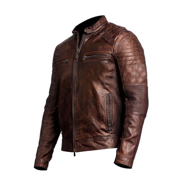 Chaqueta elegante de cuero genuino para hombre, estilo cafe racer, Mash - Imagen 5
