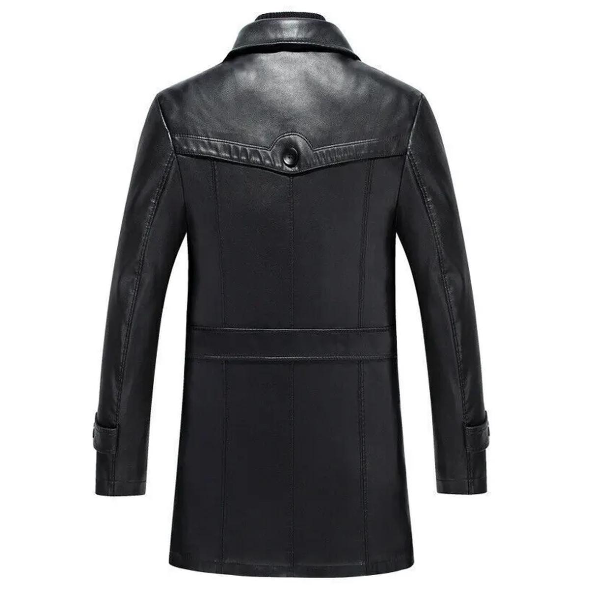 Elegante chaqueta de motorista de cuero auténtico negro - Imagen 3