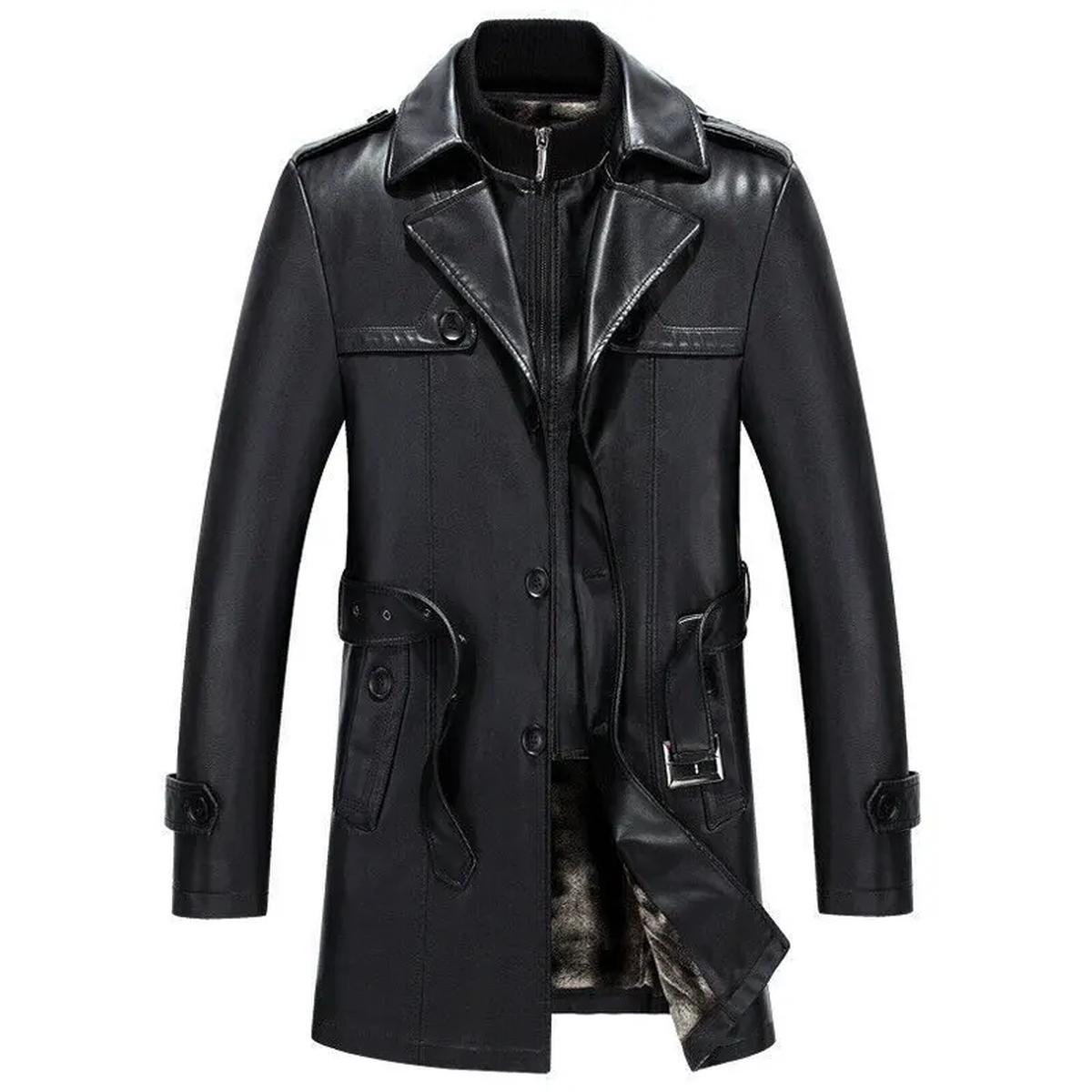 Elegante chaqueta de motorista de cuero auténtico negro - Imagen 4