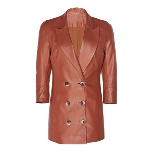 Blazer de mujer de doble botonadura en piel auténtica. - Imagen 6