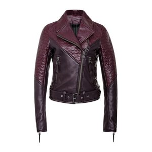 Chaqueta de motociclista acolchada bicolor para mujer