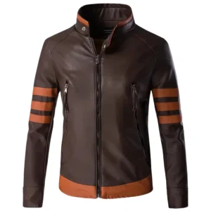 Elegante chaqueta de cuero a rayas