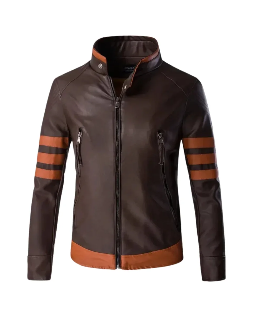 Elegante chaqueta de cuero a rayas - Imagen 2