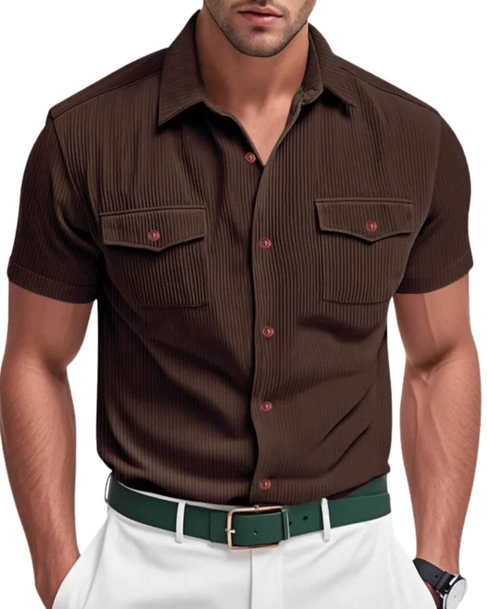 Camisa elegante de pana para hombre - Imagen 2